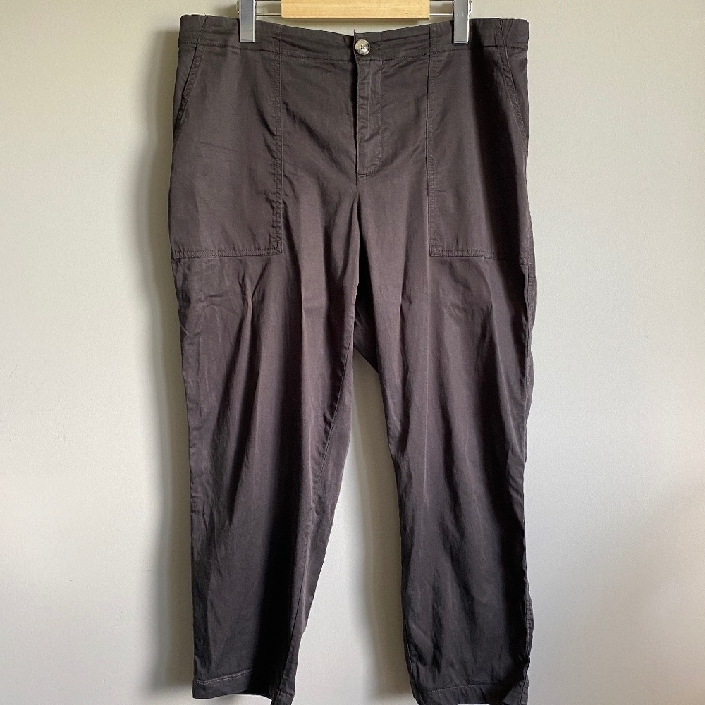 Lou & Grey Women's Grayish-Brown Wide Leg Cropā Ankle Pants Size Large